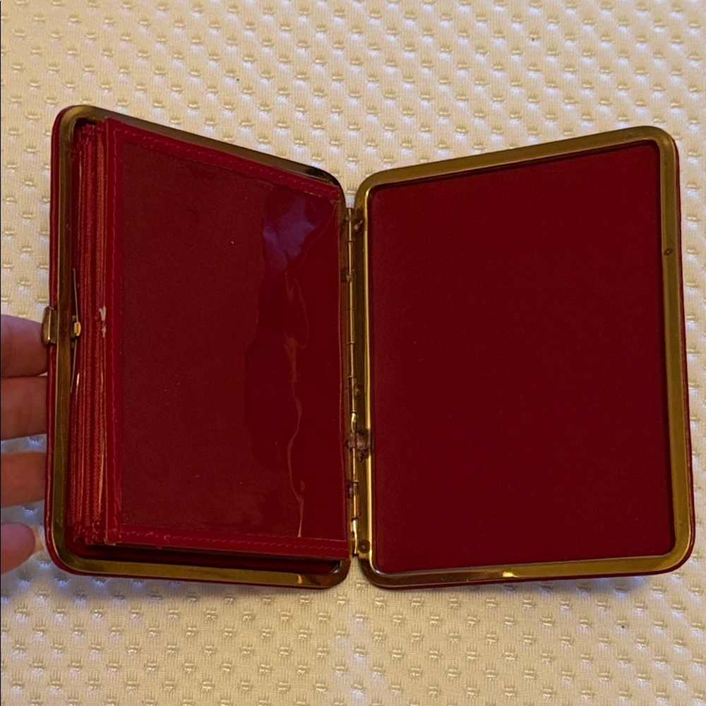 French Vintage Le Tanneur Red Photo Momento Case - Picture 3 of 9